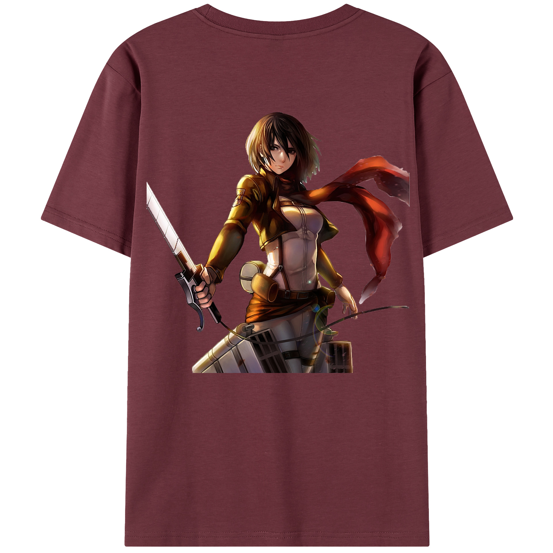 （画像用） 進撃の巨人 ミカサ·アッカーマン Attack on Titan Mikasa Ackerman 綿100％半袖Tシャツ（背面プリント）